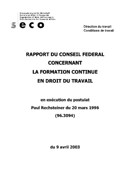 Rapport du Conseil fédéral sur la formation continue en droit du travail (2003)-1
